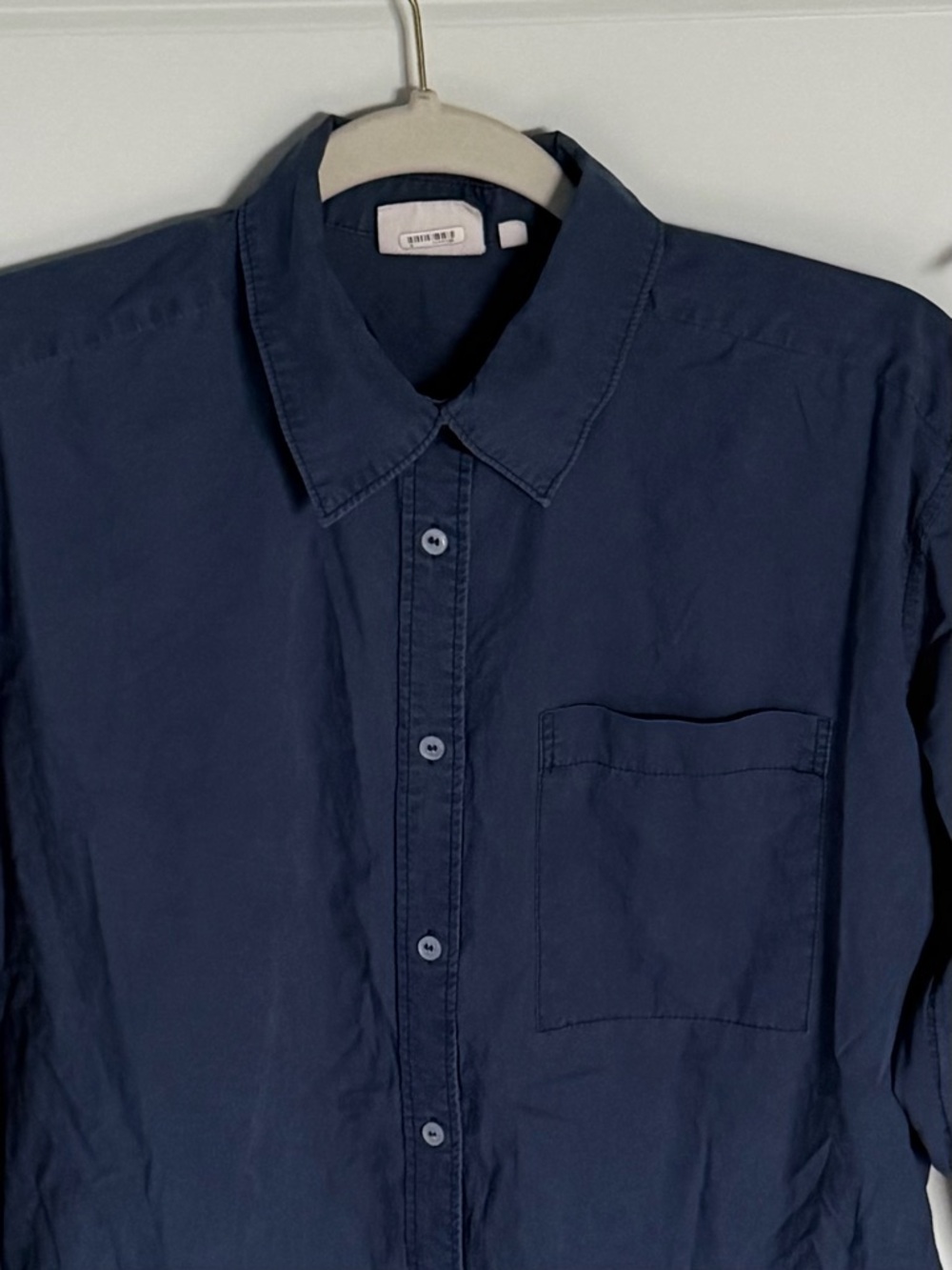 NIA Navy Cotton Long Sleeve Button-Down Shirt Size Small 39500 - Picture 3 of 14